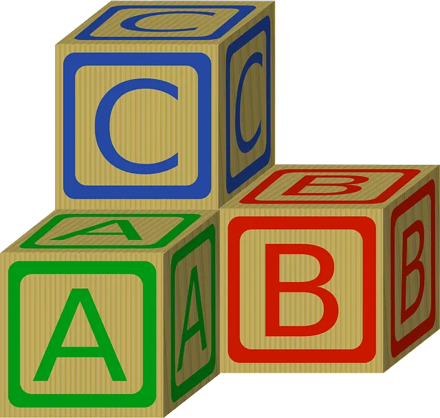 Alphabet blocks for children in primary colors, educational toys, learning the alphabet, early childhood education, colorful