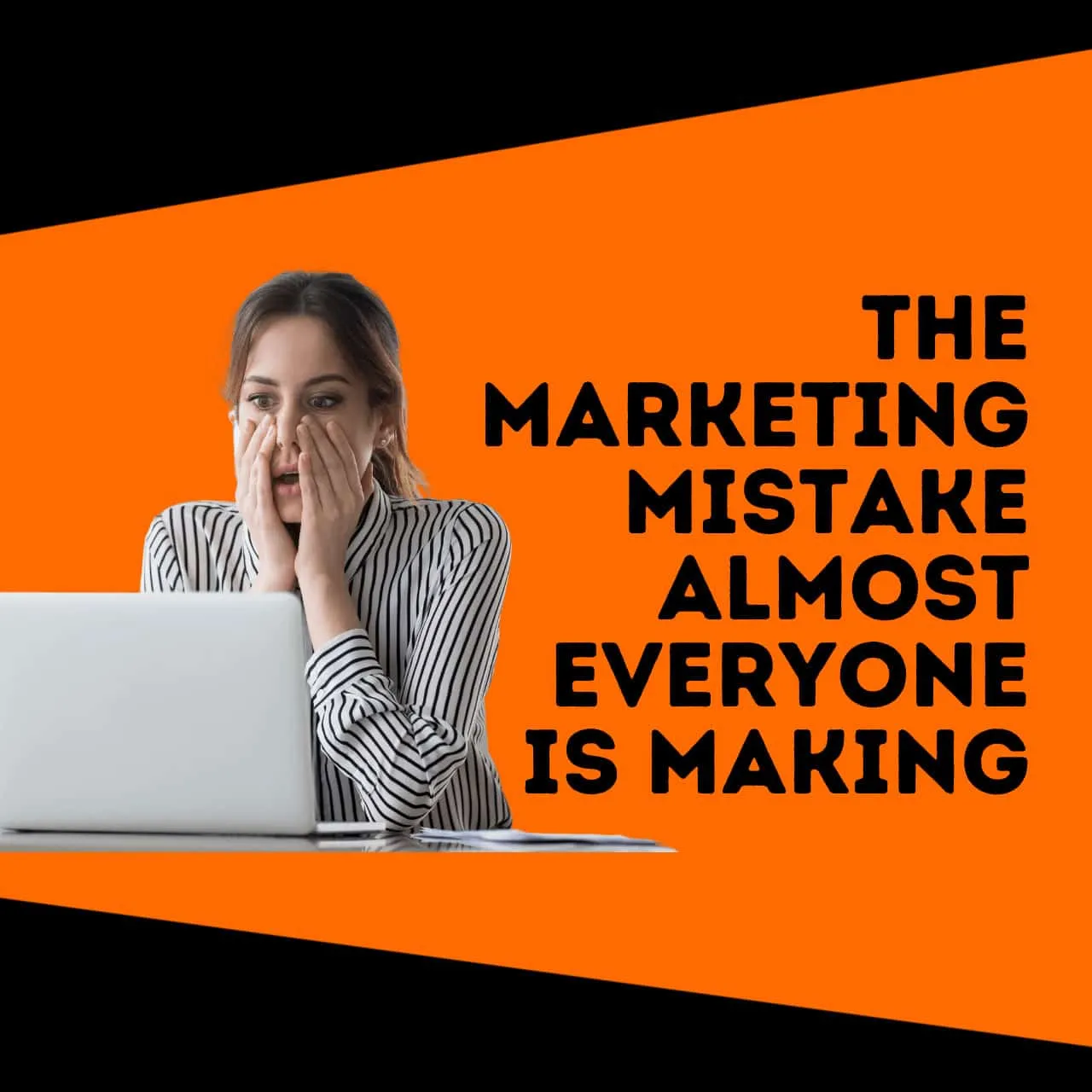 Missed marketing opportunities and common mistakes highlighted with a worried woman using a laptop, emphasizing marketing err