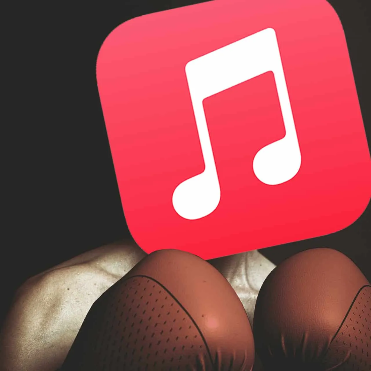 Music app icon with sneakers on a dark background, representing streaming music and music culture, suitable for articles abou