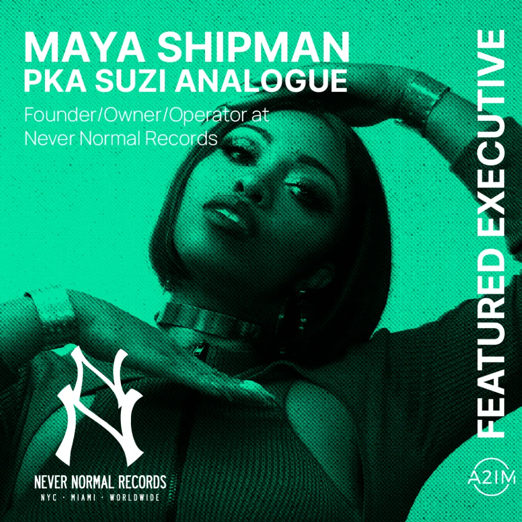 Maya Shipman PKA Suzi Analogue founder of Never Normal Records, innovative music artist, dynamic performer, and electronic mu