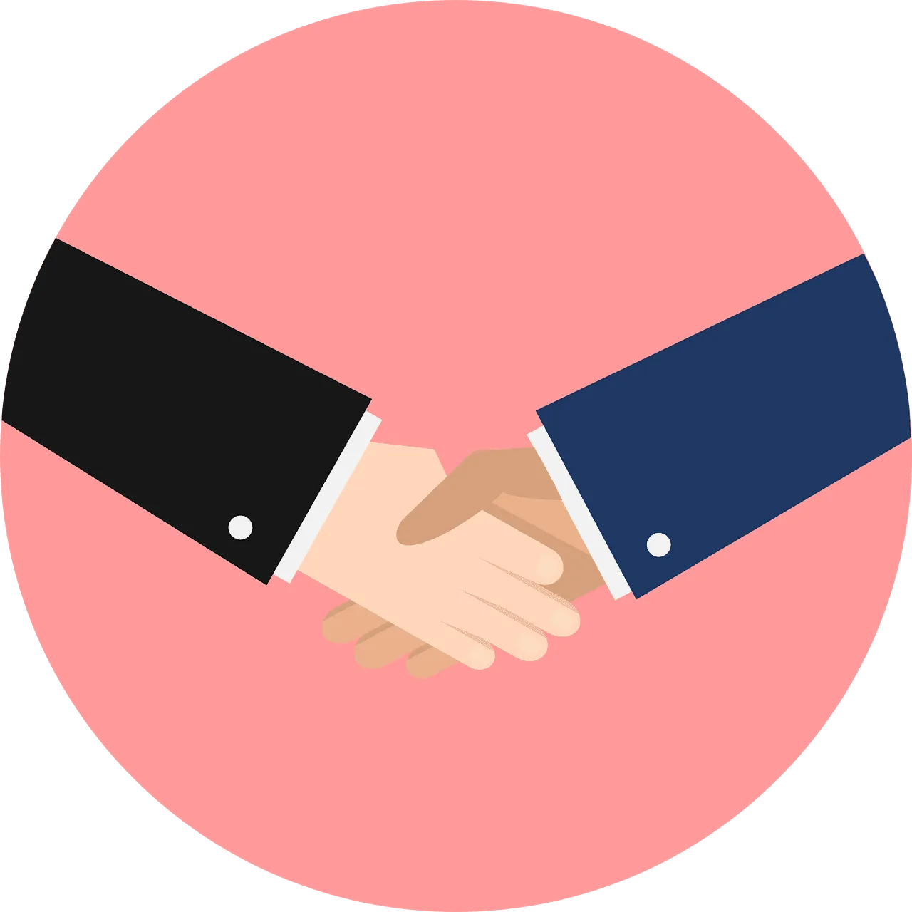 Handshake icon representing collaboration, partnership, or agreement, suitable for business or networking themes.
