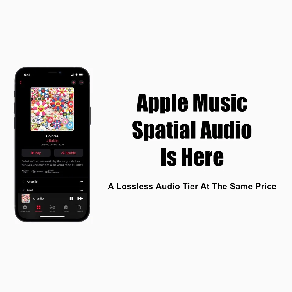 Colorful music playlist on Apple Music featuring lossless audio technology, vibrant album art, and easy navigation for high-q