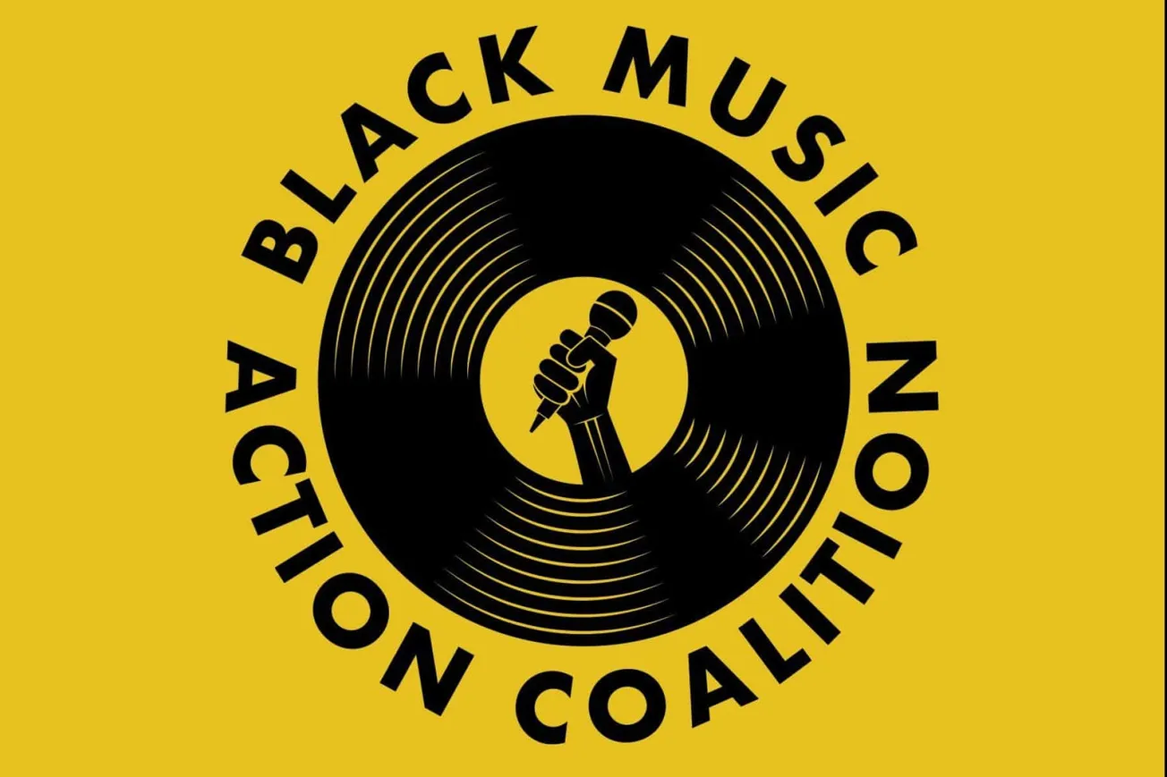 Microphone in hand with vinyl record graphic, protest illustration, acoustic music campaign, activism and music fusion with b