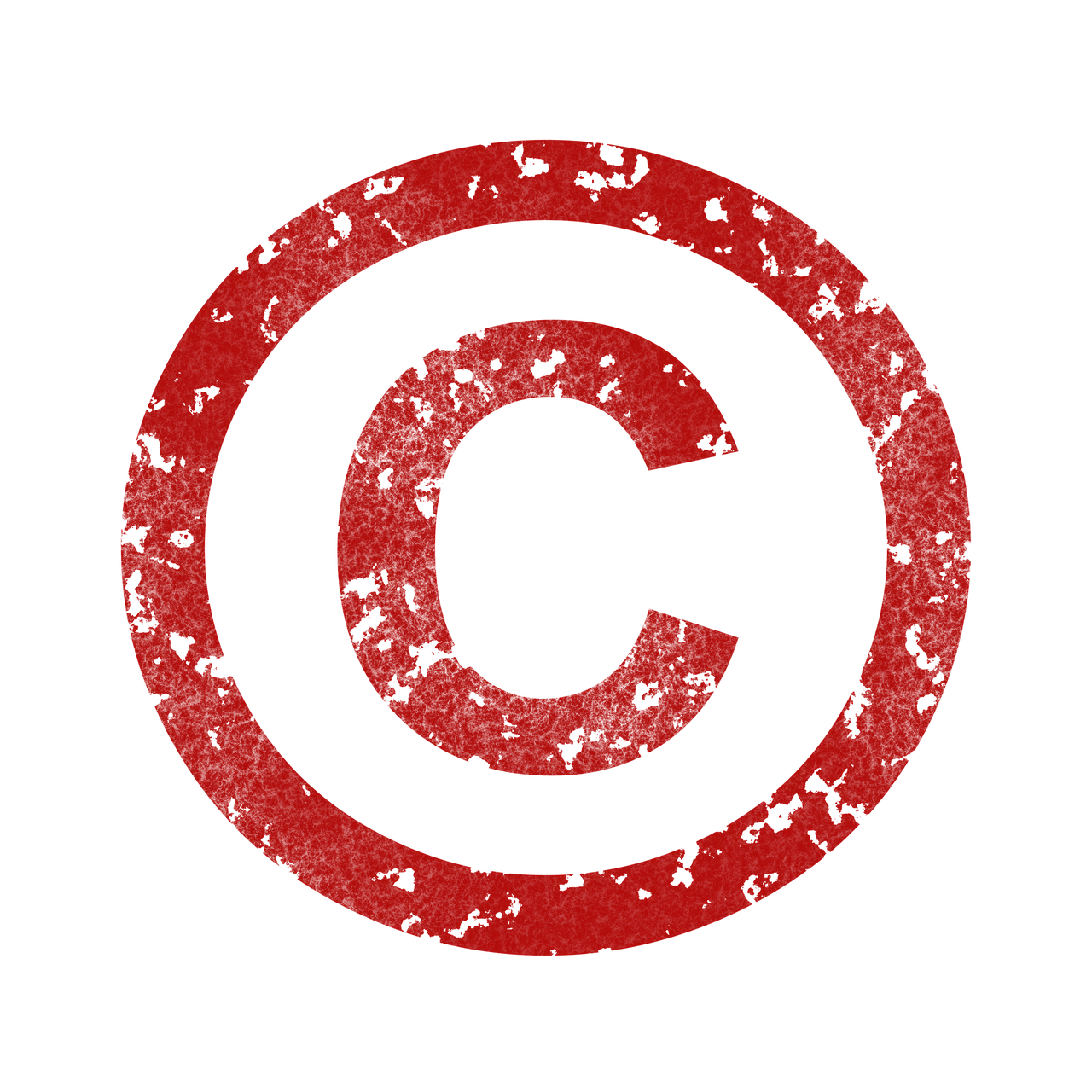 Red background with distressed copyright symbol, digital media, online content, music industry, branding, media platform, Hyp