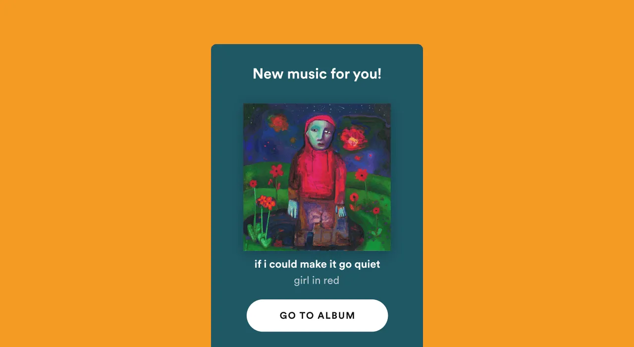 Vivid digital music promotion featuring album artwork for "if i could make it go quiet" by girl in red, highlighting new musi