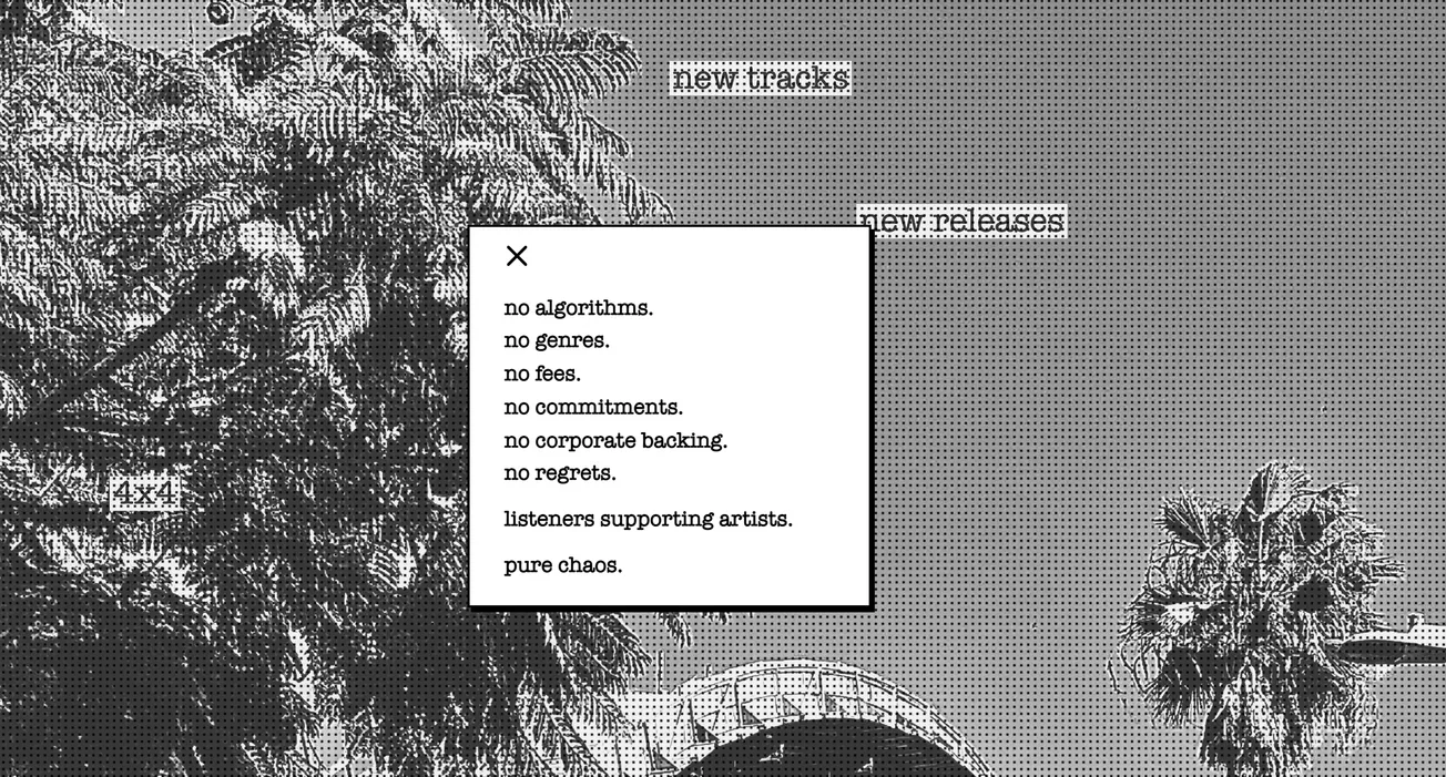 Digital music promotion platform Hypebot with bold text promoting new music releases and artist support.