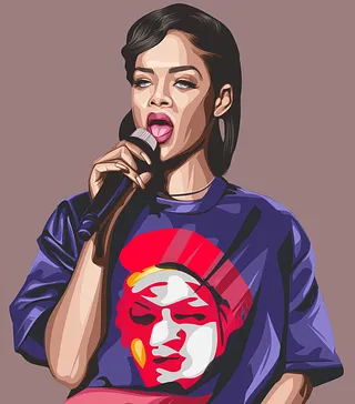 Vocalist singing into microphone wearing a hoodie with a colorful graphic print, expressive performance, music artist, live m
