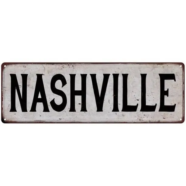 Nashville street sign with vintage aesthetic, symbolizing Nashville's music scene, tourism, and Southern charm. Perfect for m