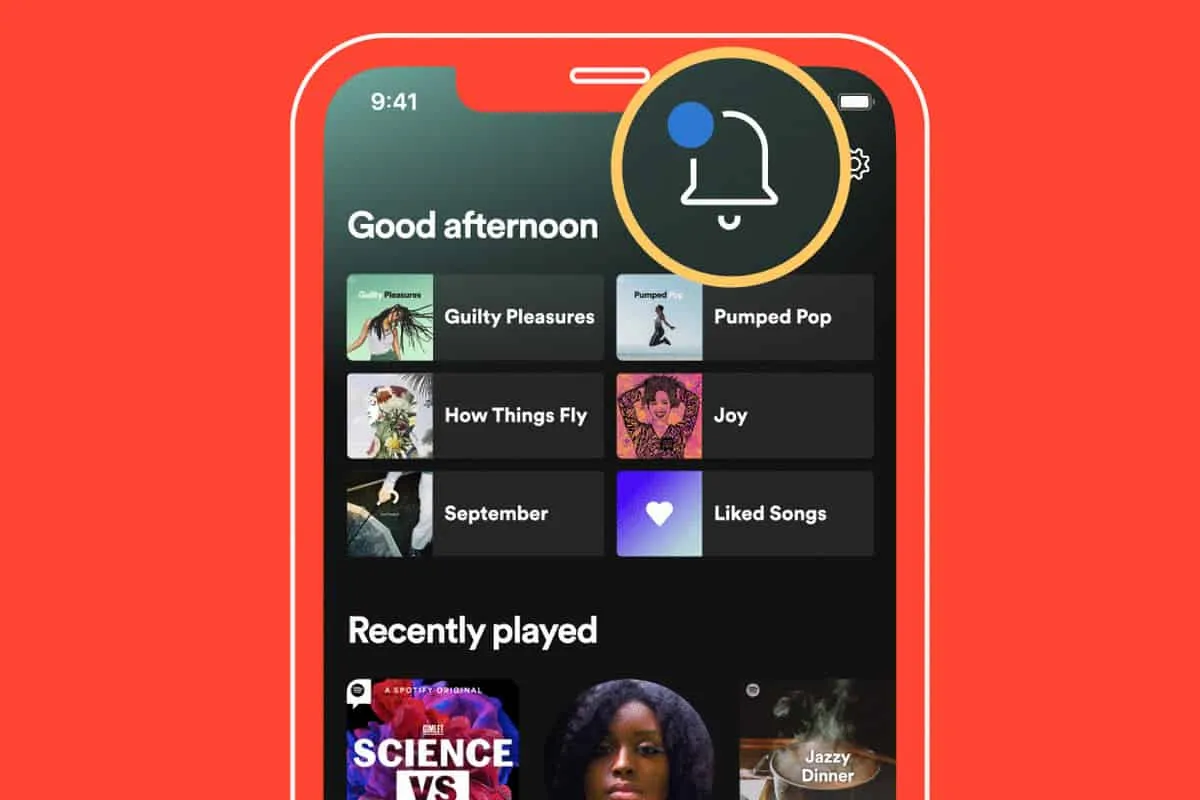 A smartphone screen displaying a music app with playlists and recently played content, emphasizing music discovery and person