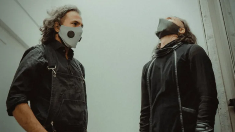 Face masks, city street, urban fashion, stylish protective masks, contemporary streetwear, COVID-19 safety gear, young adults