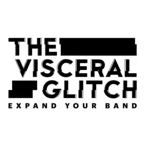 Hypebot logo with bold black text reading "The Visceral Glitch" and "Expand Your Band" on a white background, representing mu