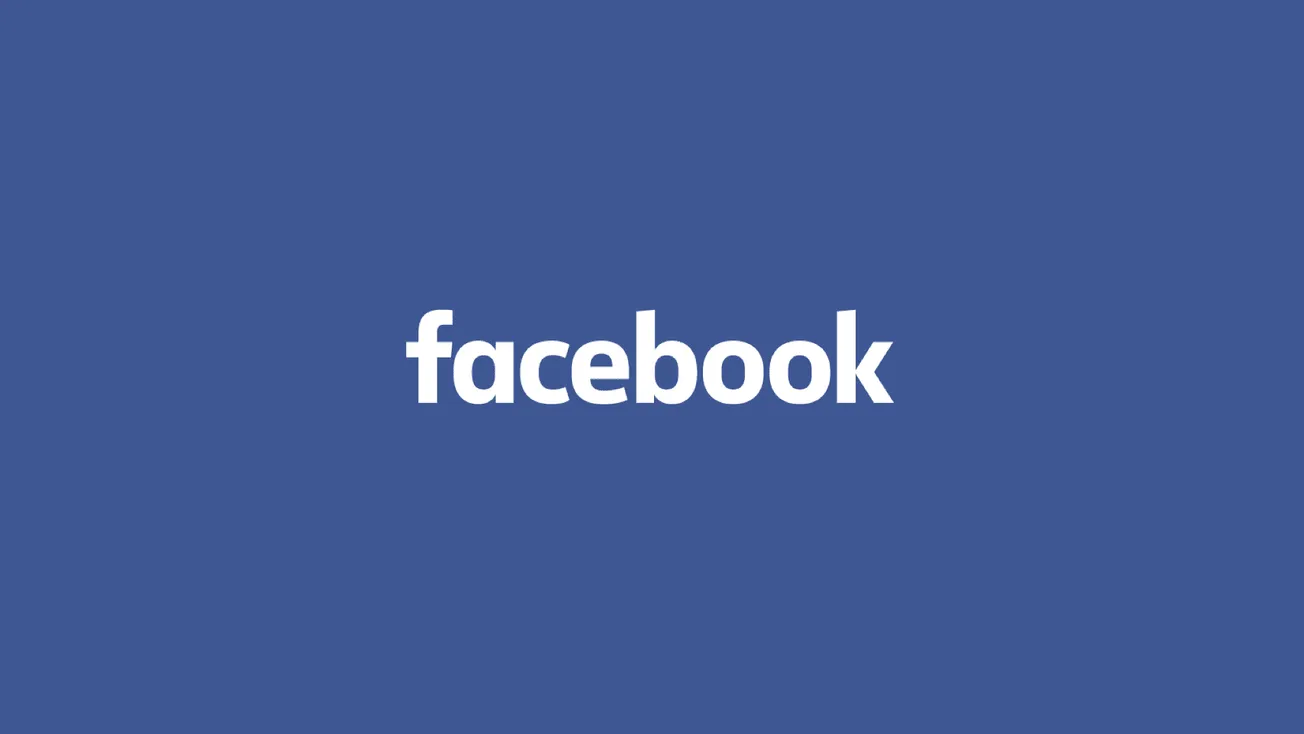 Facebook social media platform logo on blue background.