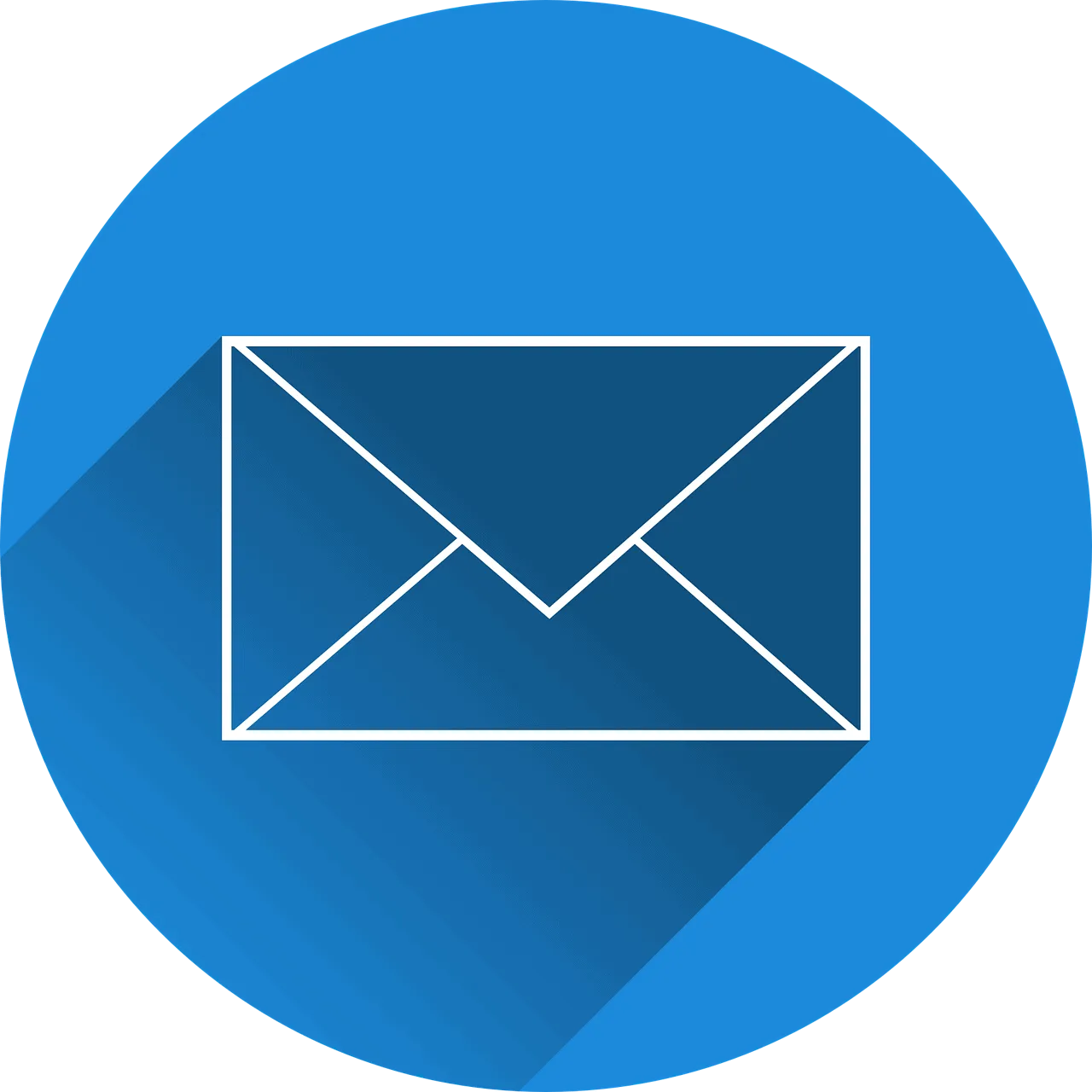 Email icon illustration with envelope inside a blue circle for digital marketing, communication, and online messaging.