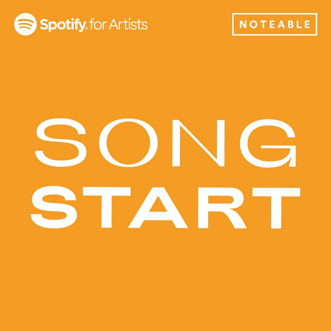 Spotify for Artists logo on an orange background promoting song release and music production.