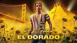 Golden Gate Bridge illuminated at sunset with a vibrant yellow color overlay, symbolizing El Dorado, the legendary city of go