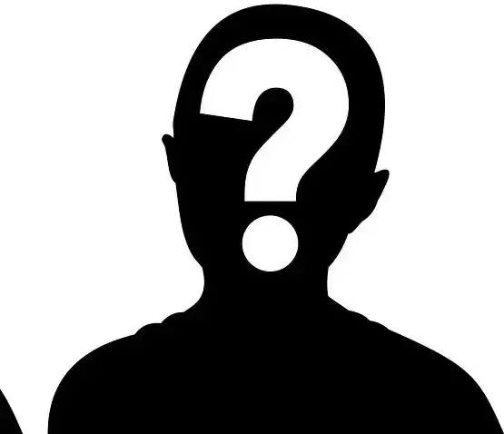 Unknown person silhouette with a question mark, representing anonymous or unidentified individual.