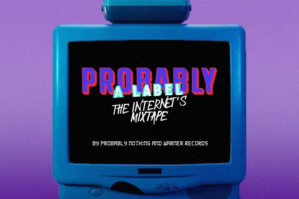 Proably internet's mixtape on vintage computer monitor, colorful digital art, internet culture, music streaming, digital musi