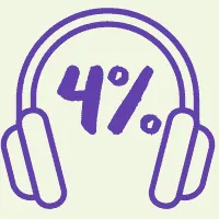 Headphones with "44%" inside, symbolizing music or audio statistics.