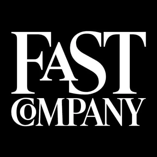 Fast company logo, modern black and white branding graphic, representing innovation and leadership in business media and thou