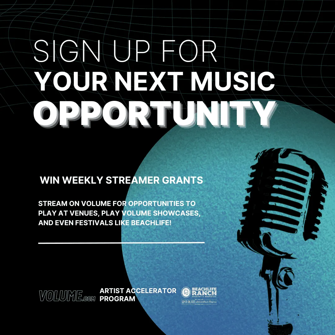 Sign up for music artist opportunities, weekly streamer grants, and live events at venues, festivals, and beachside shows wit