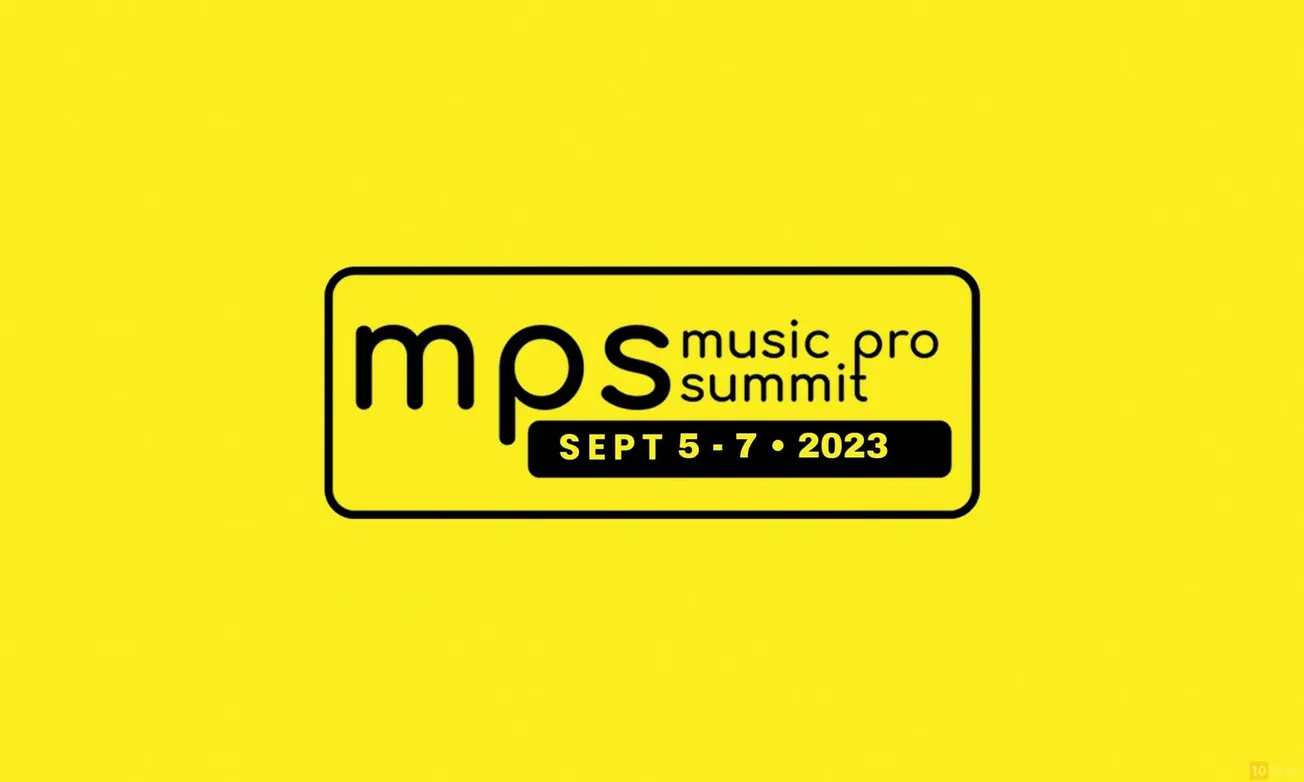 Music.pro summit logo on bright yellow background promoting the event from September 5-7, 2023.
