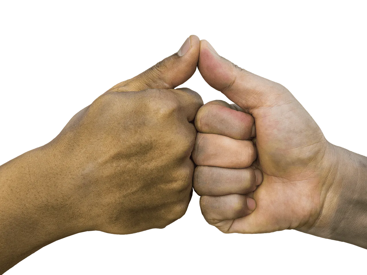 Two hands giving a fist bump, symbolizing unity and collaboration.