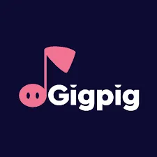 Gipig music streaming app logo with cherry and musical note icon, modern digital music platform branding graphic.