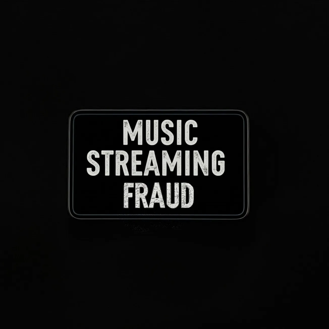 Fraudulent music streaming warning sign with dark background, emphasizing issues of music streaming fraud, digital security,