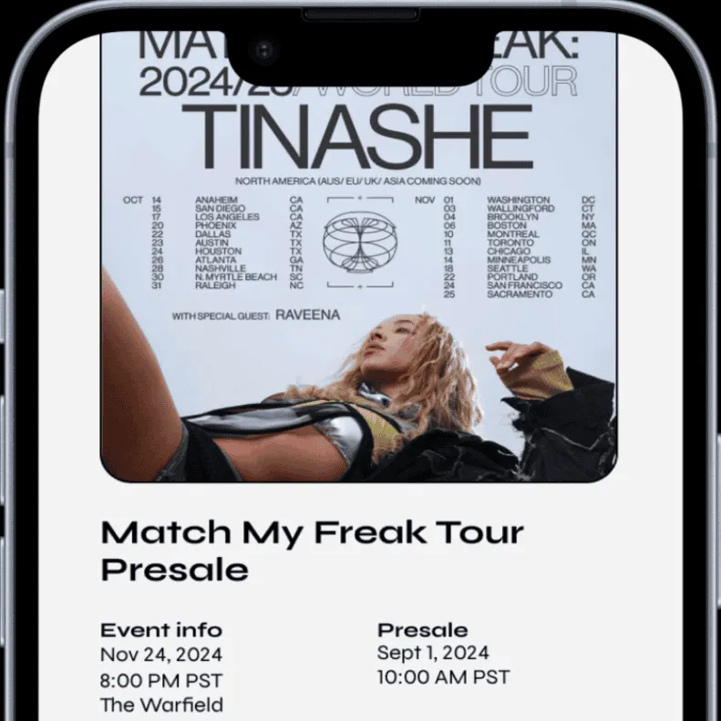 Bandsintown Ticket Presales Tinashe