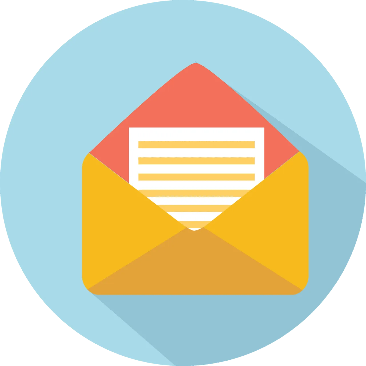 Email marketing icon with an open envelope and letter, symbolizing digital communication and outreach strategies for music in