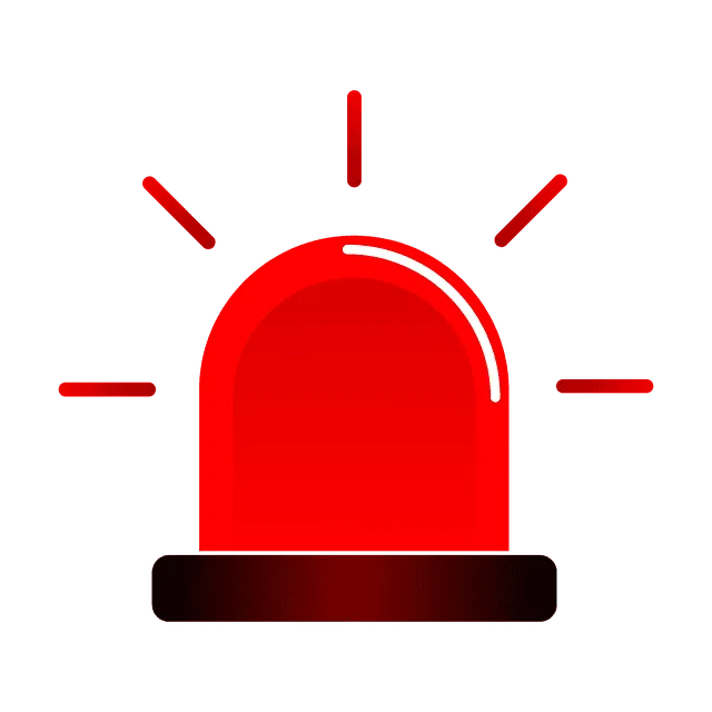 Red emergency alarm light with blinking signals, signaling urgency or alert in a music or media industry context.