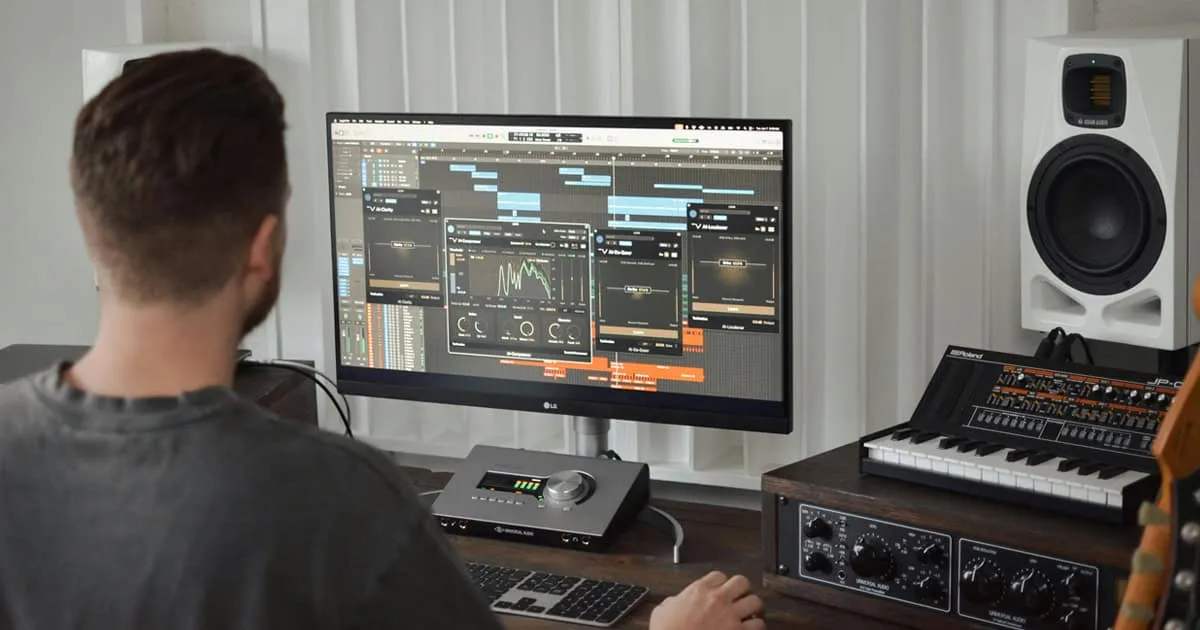 Music producer at home being productive (as one does)