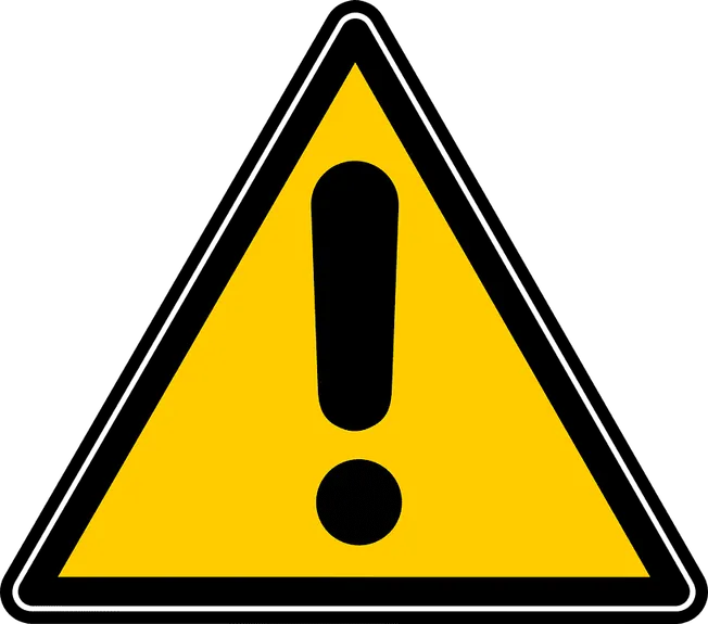 Warning sign triangle with exclamation mark, alert caution hazard warning symbol for safety and attention.