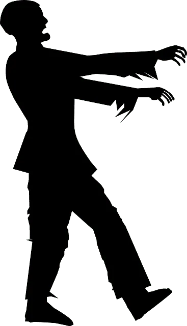 A zombie silhouette with outstretched arms, symbolizing horror or Halloween themes.