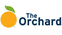 Orange and green logo of The Orchard music distribution company with a stylized orchard fruit design.