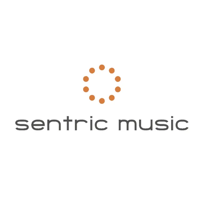 A digital logo of Sentric Music featuring a circle of orange dots with modern text, representing music licensing and publishi