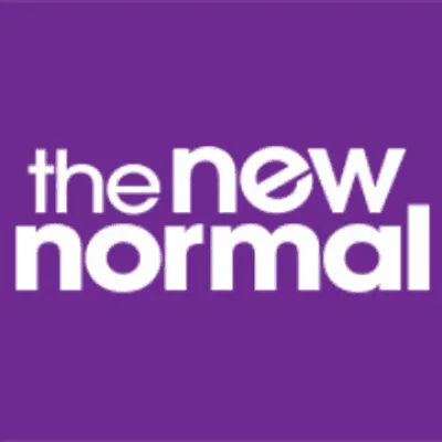 Innovative logo of "The New Normal" with bold white text on a purple background, representing the evolving digital landscape