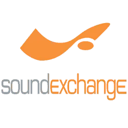 Spotify Exchange logo in orange and gray on a grey background representing music industry networking.