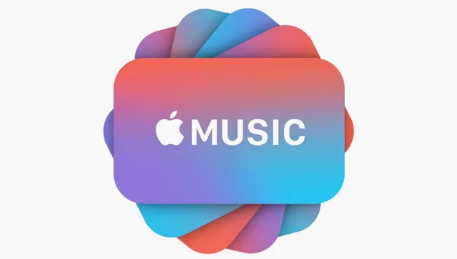 Apple Music logo with colorful abstract background, digital music streaming service icon, modern design for music lovers, mus