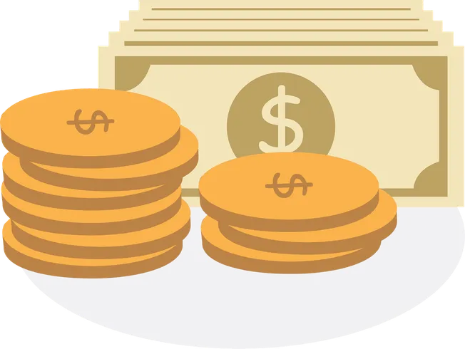 Stacks of gold coins and paper currency representing financial growth and monetization in the music industry.