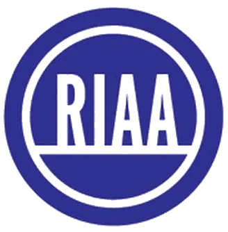 RIAA logo in purple, representing the Recording Industry Association of America, symbolizing music industry copyright and lic