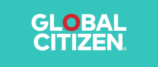 Global Citizen logo on a teal background, emphasizing global awareness and activism.