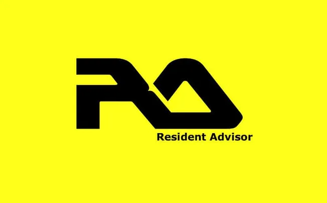 RA Resident Advisor logo on bright yellow background, music industry branding, artist management, music business, entertainme