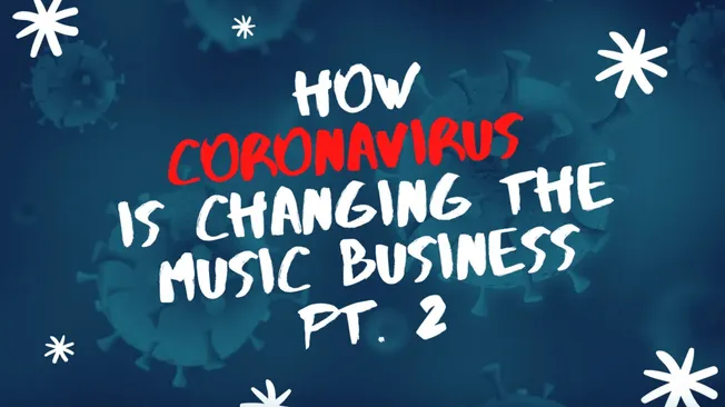 Coronavirus pandemic visual with music business theme, COVID-19 affecting the music industry, pandemic impacts on live music,