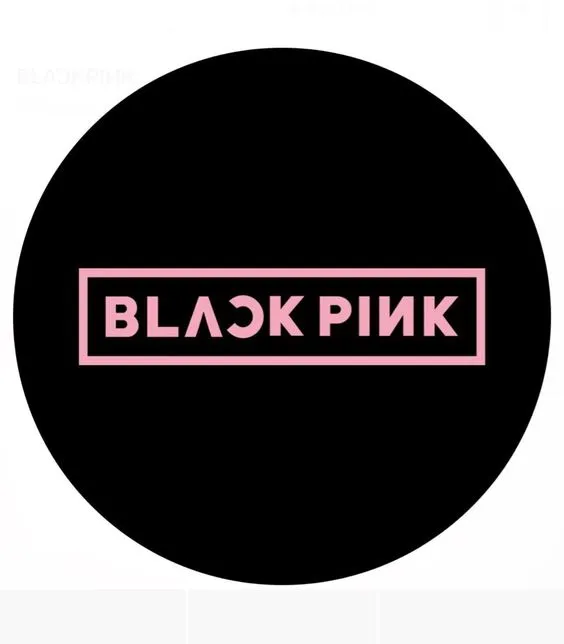 BLACKPINK logo with pink text on a black background, representing the popular K-pop girl group known for their music and glob