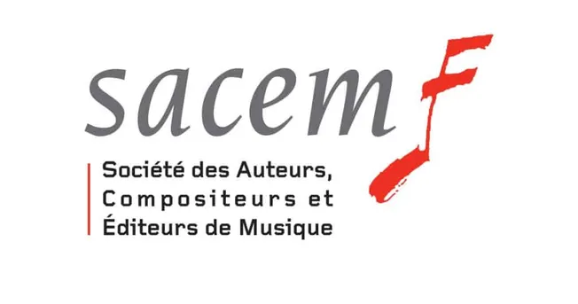 Sacem logo, music publishing and licensing organization in France, representing authors, composers, and music publishers for