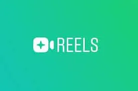Reels logo with plus symbol on a turquoise background representing Instagram Reels feature.