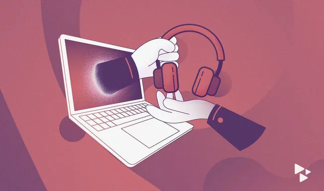 High-quality headphones and laptop for music production and streaming, digital music creation, and audio content creation.