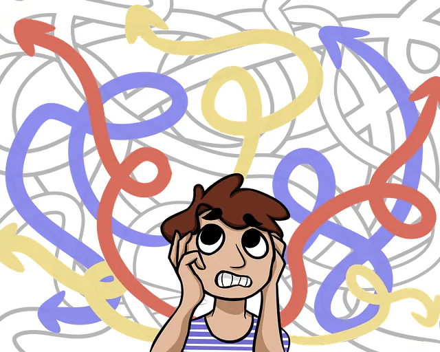 Delayed music artist music industry marketing confusion diverse arrows illustrating complexity of music marketing.