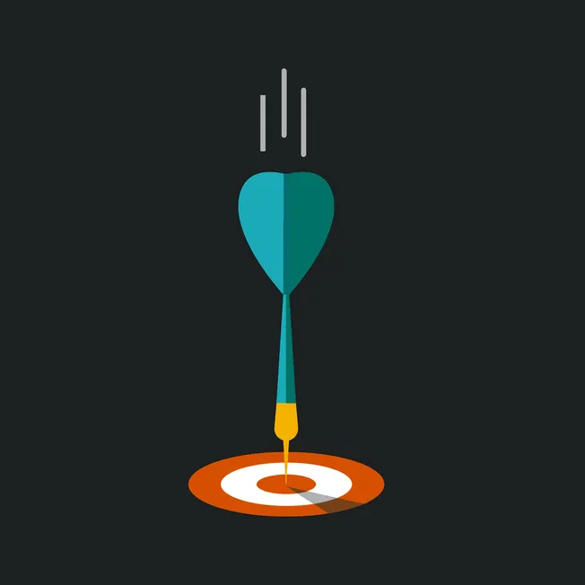 Dartboard with dart hitting the bullseye, symbolizing target achievement and precision in music marketing and digital strateg